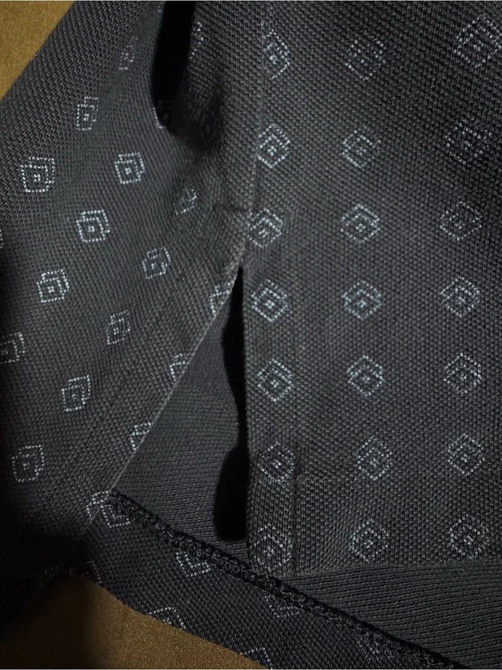 Vintage Ralph Lauren Navy Polo with Micro Geometric Print